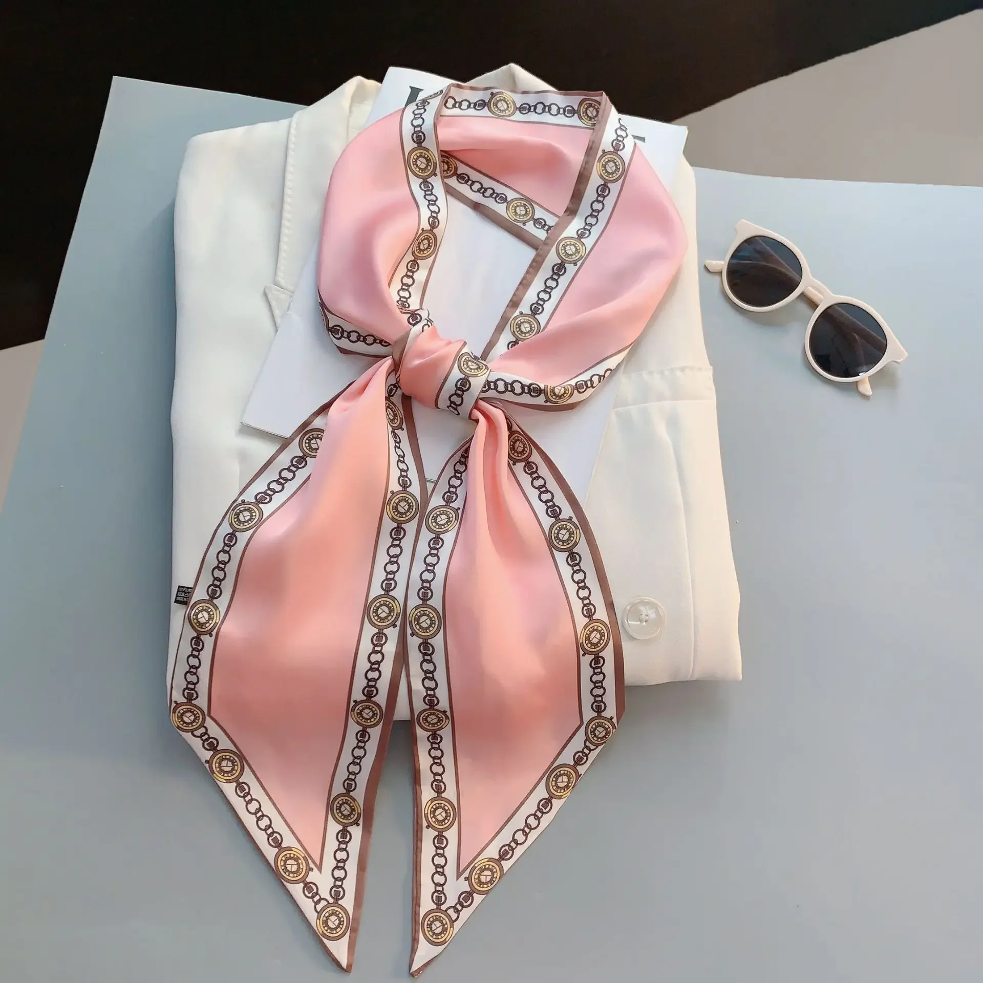 Design Print Skinny Scarf Plai - Luxury Bags For Women Brands のレビューと価格
