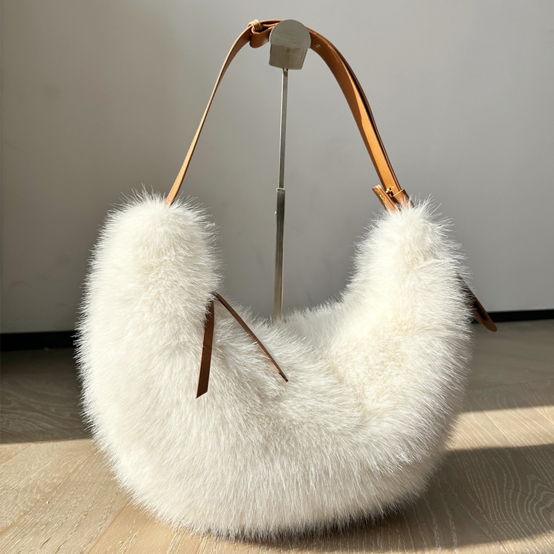 Fashion Faux Fur Half Moon Bag - Luxury Bags 2026 のレビューと価格