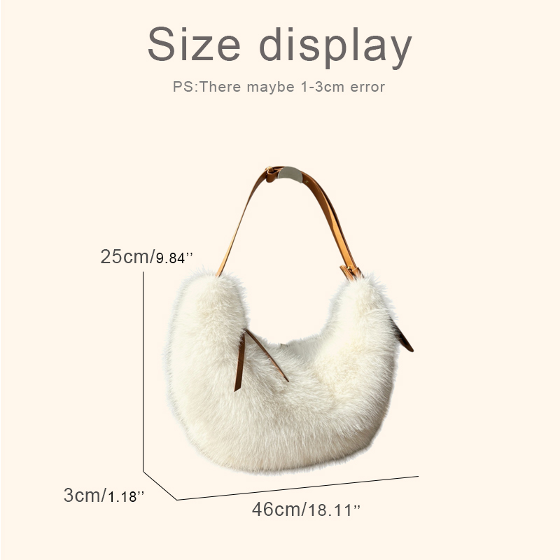 Fashion Faux Fur Half Moon Bag - Luxury Bags 2026 のレビューと価格